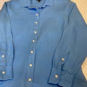 J. Crew Women’s Blue Garçon classic shirt in Baird McNutt Irish Linen